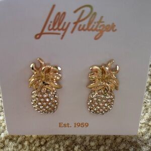 NWT Lilly Pulitzer Gold Pineapple Earrings
